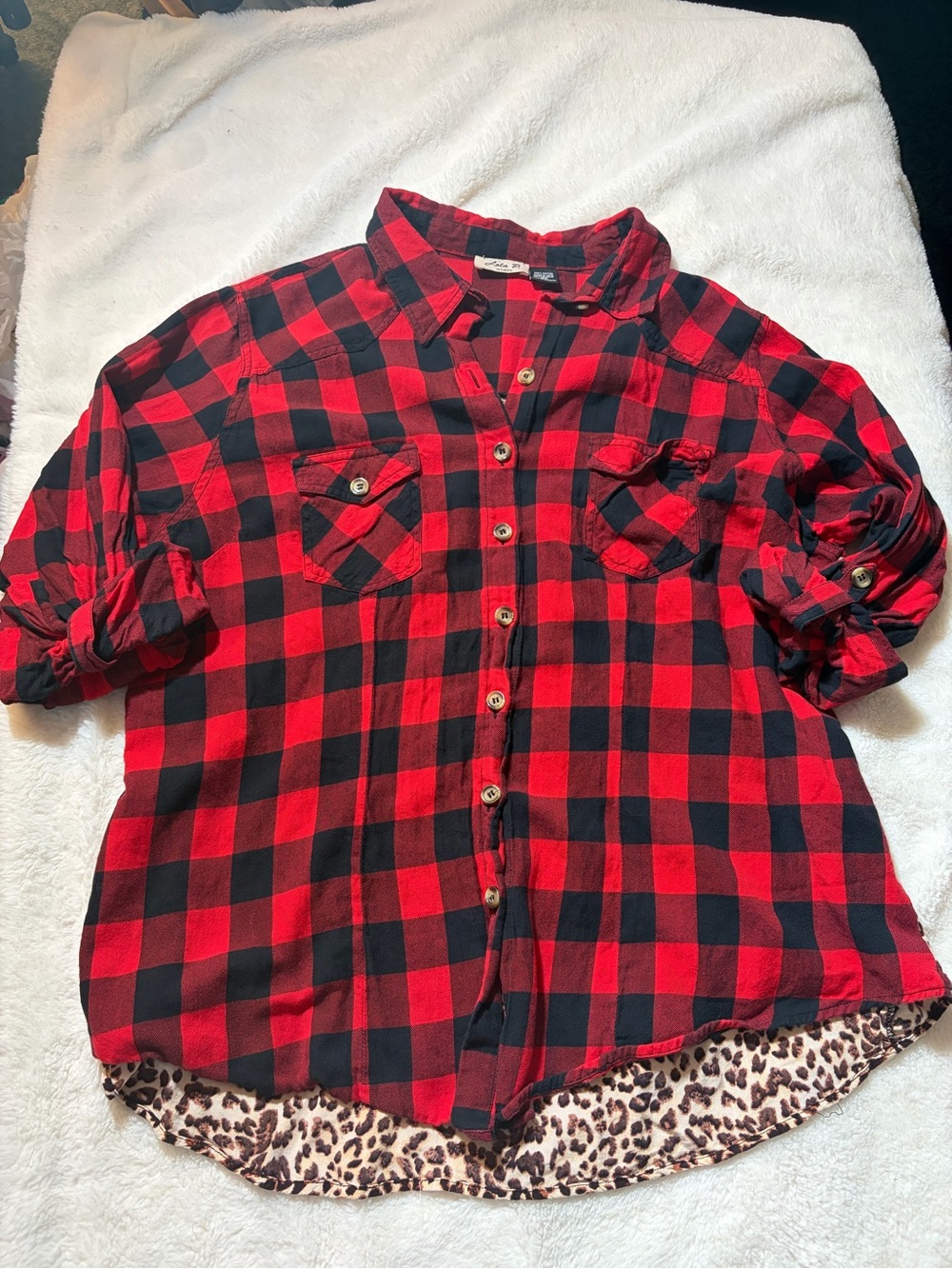 lola Red and Black Plaid Button-Down Shirt
